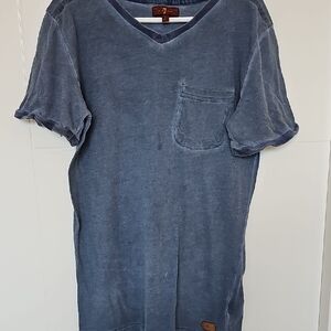 7 for all Mankind Distressed Blue V-Neck Shirt Boys Sz L